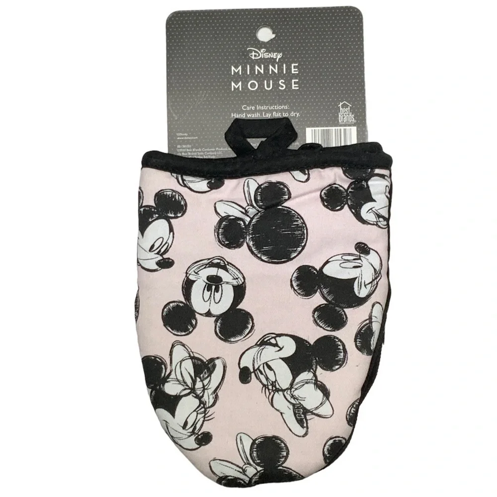 Disney Oven Mitts 2 Pack Mickey Minnie Mouse Oversized Mini Mitts Black Pink